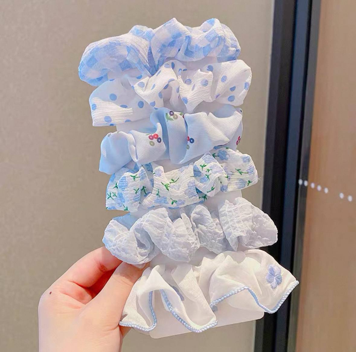 Floral Scrunchies – 6 pieces