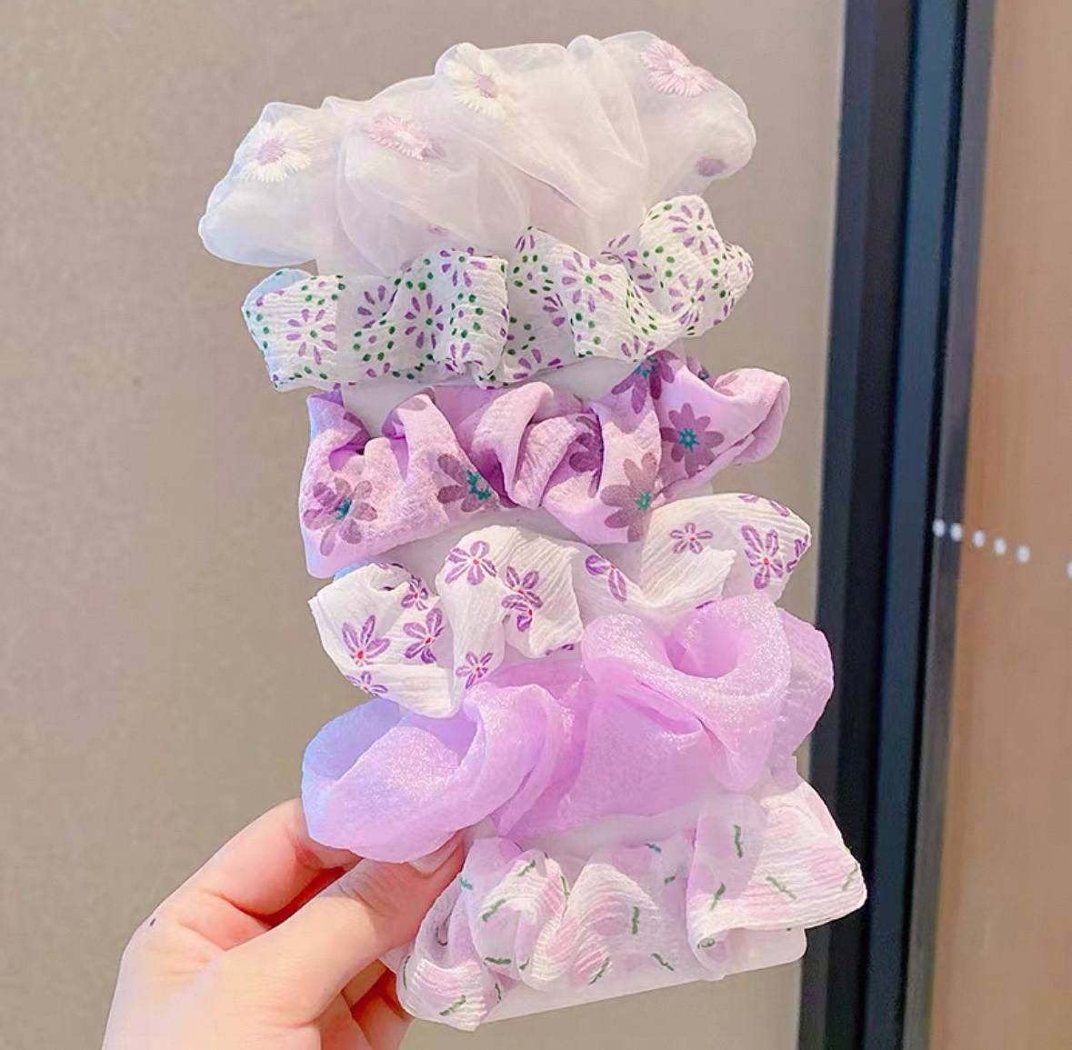 Floral Scrunchies – 6 pieces