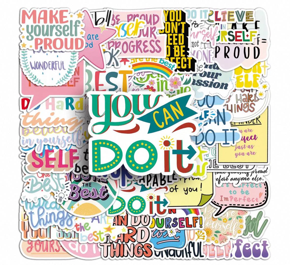 50 pcs Sticker pack WORDS Waterproof for laptop, books, notes, notebook Stickers